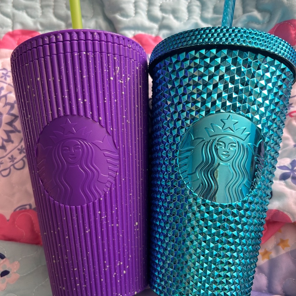 Starbucks Teal and Purple Tumbler Lids